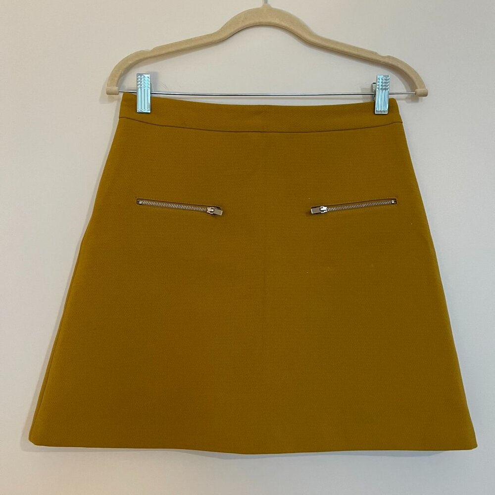 Zara Basic Mustard Yellow A-Line Mini Skirt